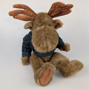 Vtg Mukluk Boyds Collection Alps Apparel Moose Plush Blue Sweater Stuffed Animal